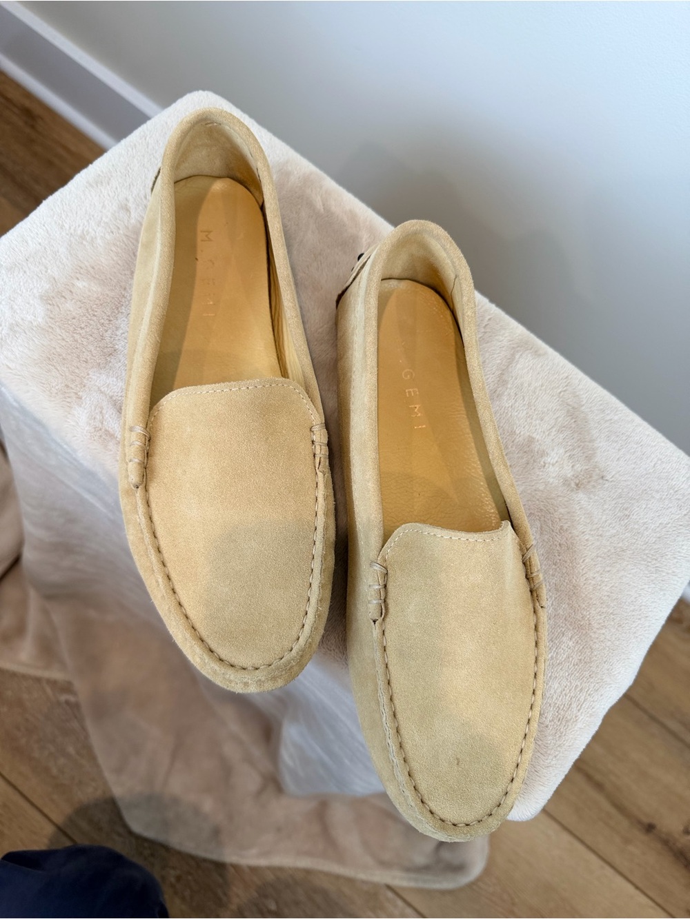 M. Gemi Felize Driving Moc Women’s Suede Loafers in Sand 9/40